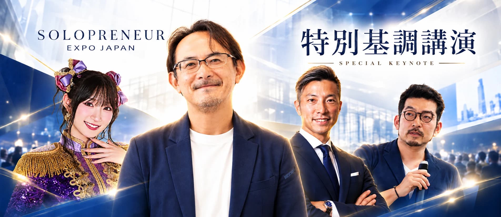 特別基調講演 SOLOPRENEUR EXPO JAPAN。川邊 健太郎、宮本 佳林、秦 卓民、田所 雅之